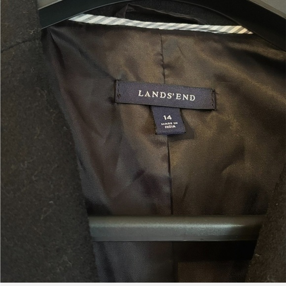 Lands End Women's Black Wool Blend Blazer Jacket Sz 14 Classic Capsule Wardrobe - Picture 3 of 5